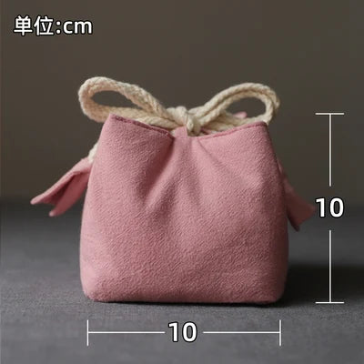 Solid color thickened cotton cloth holds travel bag, tea cup, tea set, tea pot cover