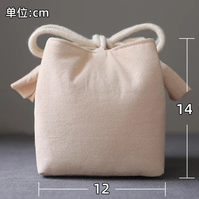 Solid color thickened cotton cloth holds travel bag, tea cup, tea set, tea pot cover