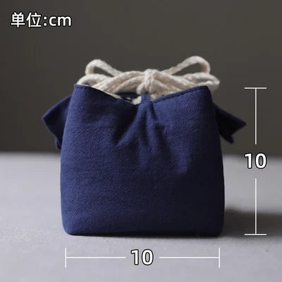Solid color thickened cotton cloth holds travel bag, tea cup, tea set, tea pot cover