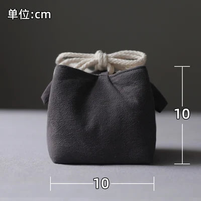 Solid color thickened cotton cloth holds travel bag, tea cup, tea set, tea pot cover
