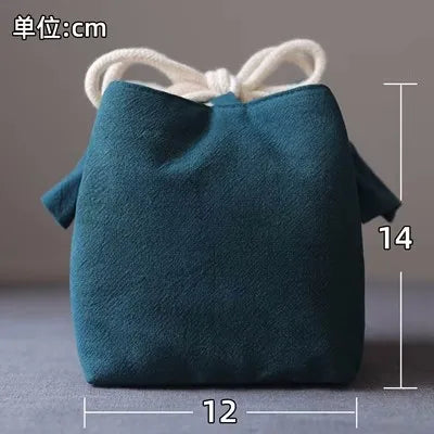Solid color thickened cotton cloth holds travel bag, tea cup, tea set, tea pot cover