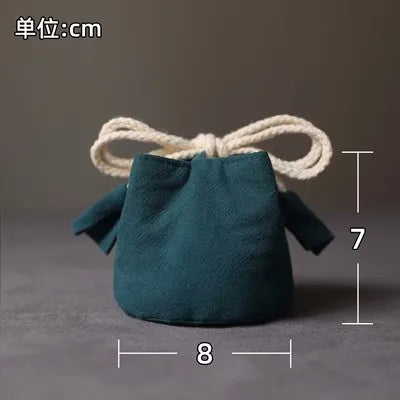 Solid color thickened cotton cloth holds travel bag, tea cup, tea set, tea pot cover