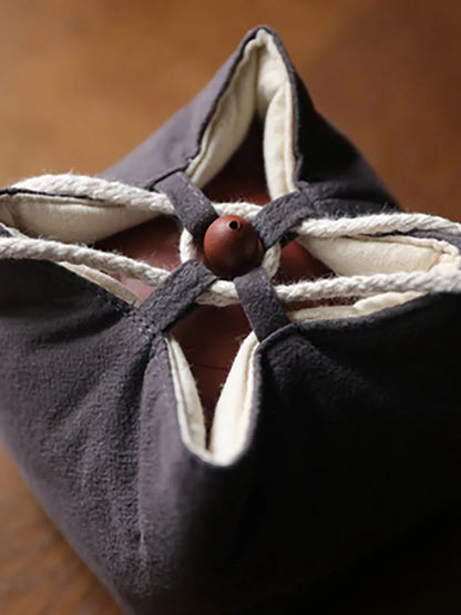 Solid color thickened cotton cloth holds travel bag, tea cup, tea set, tea pot cover