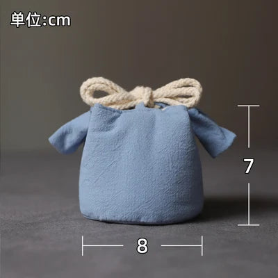 Solid color thickened cotton cloth holds travel bag, tea cup, tea set, tea pot cover