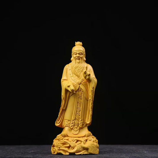 Solid wood Carving Laozi ancient figure statue Ancient thinkers, philosophers, writers and historians Home Decor Souvenirs