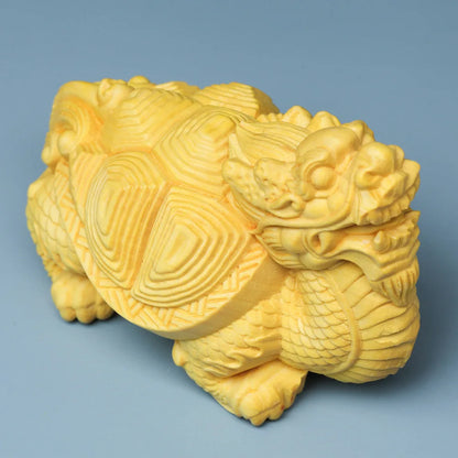 Solid wood Carving Mascot gossip dragon turtle Statue Wooden hand-carved Home Flower Pot Bedroom Decoration Ornaments