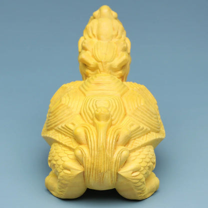 Solid wood Carving Mascot gossip dragon turtle Statue Wooden hand-carved Home Flower Pot Bedroom Decoration Ornaments