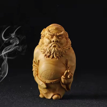 Solid wood Carving Tianshi Zhongkui Ornaments Small Model Attract wealth and ward off evil spirits character decoration bestgift