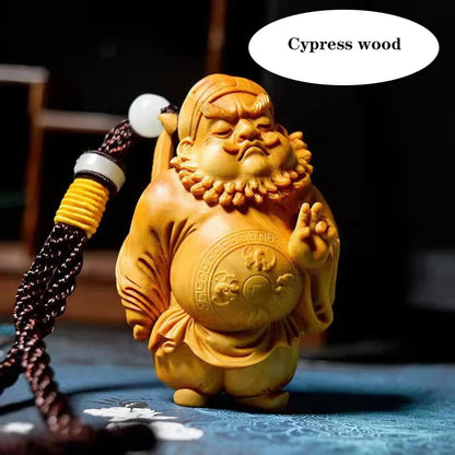 Solid wood Carving Tianshi Zhongkui Ornaments Small Model Attract wealth and ward off evil spirits character decoration bestgift