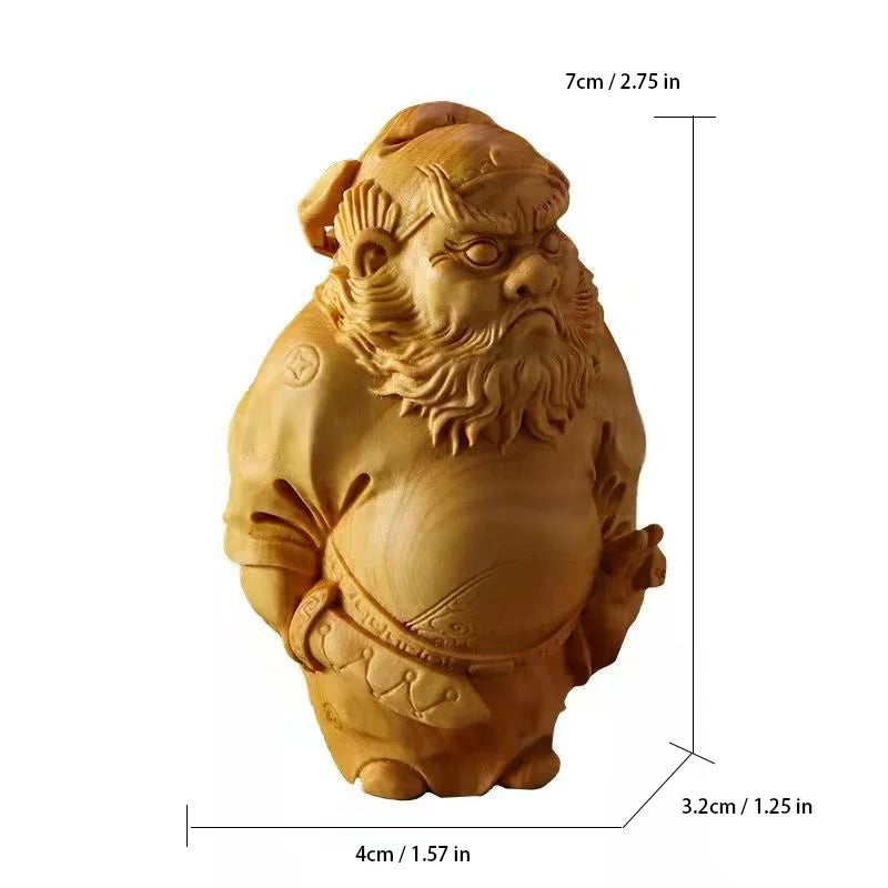 Solid wood Carving Tianshi Zhongkui Ornaments Small Model Attract wealth and ward off evil spirits character decoration bestgift