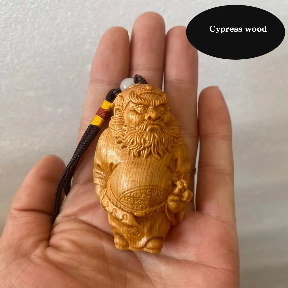 Solid wood Carving Tianshi Zhongkui Ornaments Small Model Attract wealth and ward off evil spirits character decoration bestgift