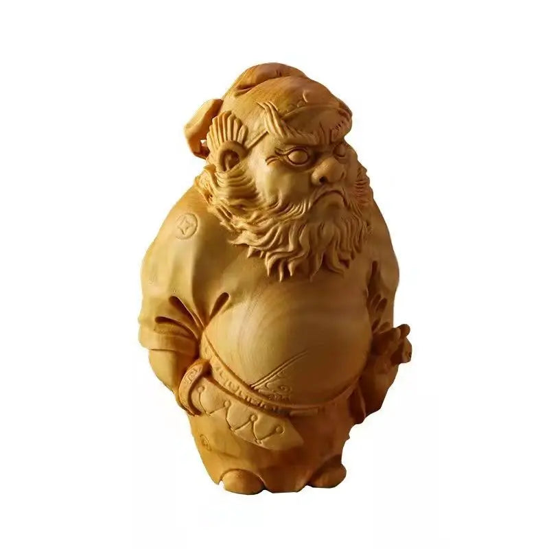 Solid wood Carving Tianshi Zhongkui Ornaments Small Model Attract wealth and ward off evil spirits character decoration bestgift