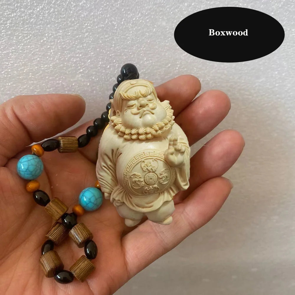 Solid wood Carving Tianshi Zhongkui Ornaments Small Model Attract wealth and ward off evil spirits character decoration bestgift
