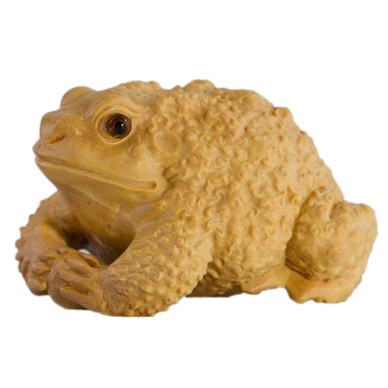 Solid wood Golden Toad cicada lucky figurines  Hand-carved Frog mascot Home decoration figurines Wooden gifts