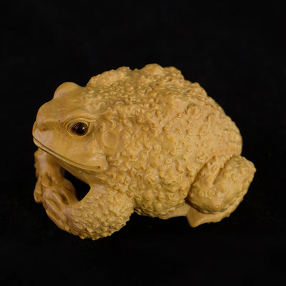 Solid wood Golden Toad cicada lucky figurines  Hand-carved Frog mascot Home decoration figurines Wooden gifts