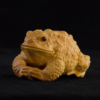 Solid wood Golden Toad cicada lucky figurines  Hand-carved Frog mascot Home decoration figurines Wooden gifts