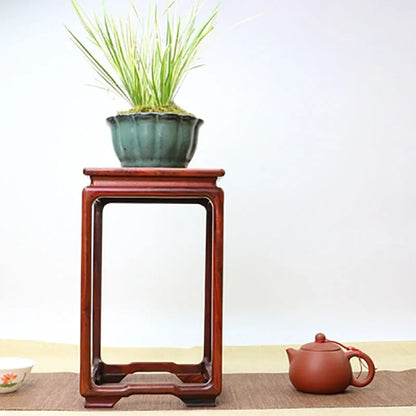 Solid wood bonsai, small flower rack, red acid branch, Chinese style, antique, porcelain, jade, vase, antique, handicraft base