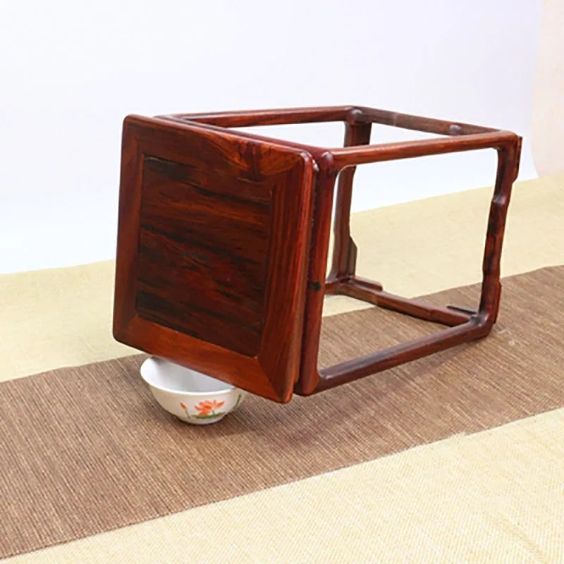 Solid wood bonsai, small flower rack, red acid branch, Chinese style, antique, porcelain, jade, vase, antique, handicraft base