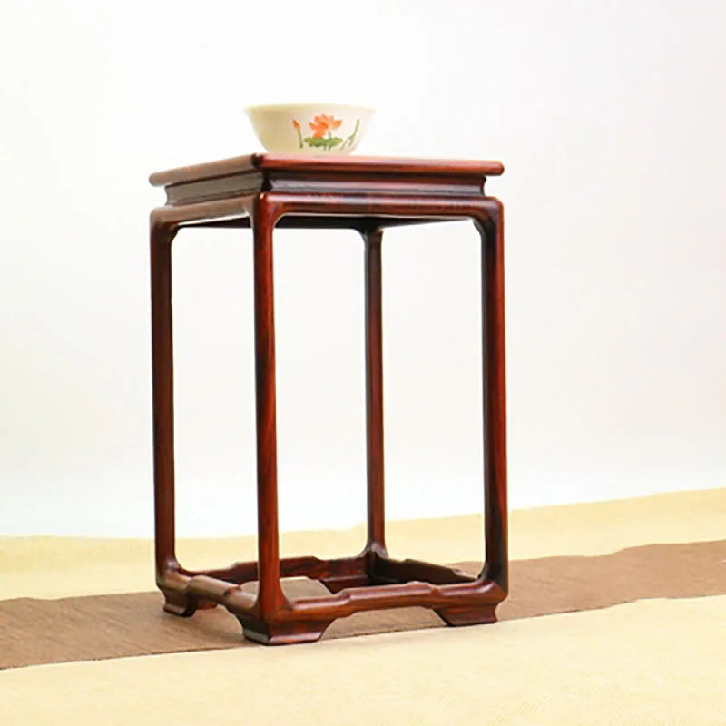 Solid wood bonsai, small flower rack, red acid branch, Chinese style, antique, porcelain, jade, vase, antique, handicraft base