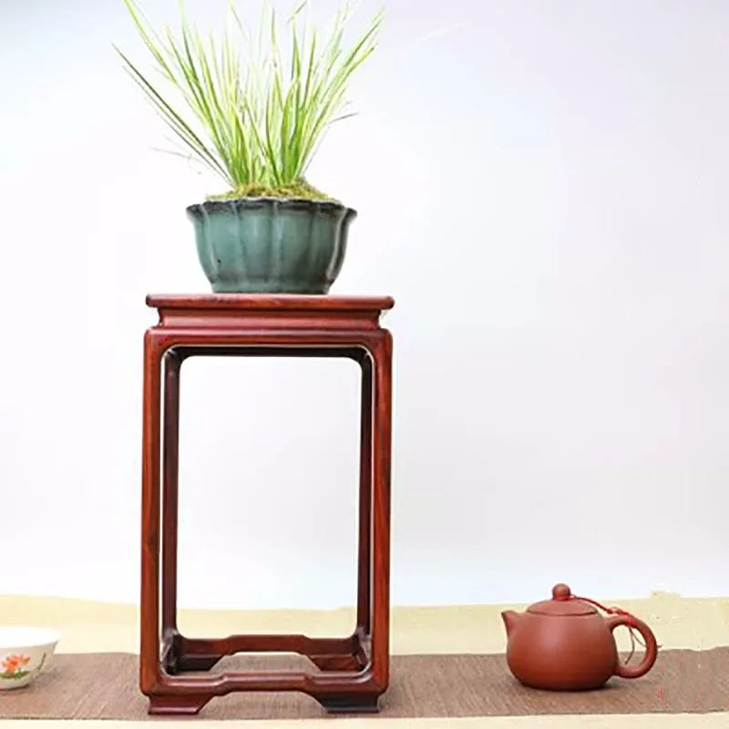 Solid wood bonsai, small flower rack, red acid branch, Chinese style, antique, porcelain, jade, vase, antique, handicraft base