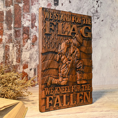 Solid wood carving American soldier plaque wood carving commemorative wooden statue ornaments home wall hanging decorations