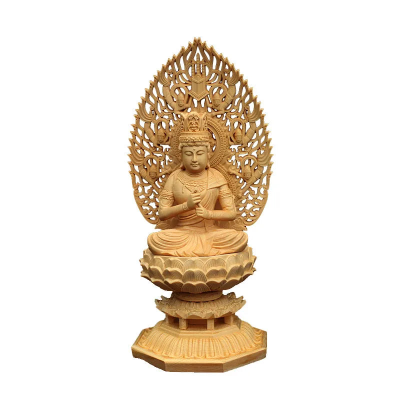 Solid wood carving Big Day Tathagata Buddha Statue，large size decorative buddhas luxury home decor feng shui Statue 28cm