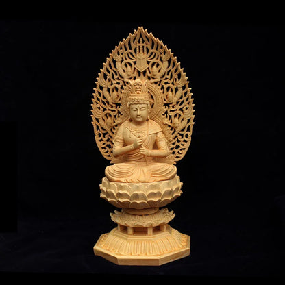 Solid wood carving Big Day Tathagata Buddha Statue，large size decorative buddhas luxury home decor feng shui Statue 28cm