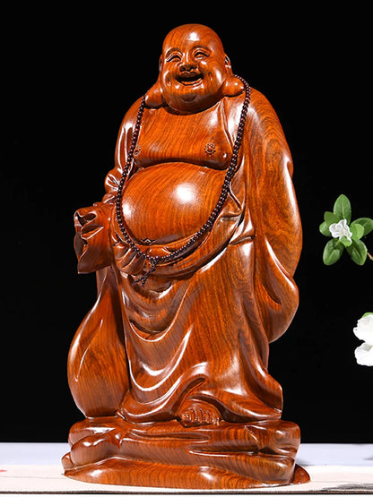 Solid wood carving Cloth bag - Maitreya Buddha Figure Statue black sandalwood,Red Pear Wood Whole wood carving Home Decoration