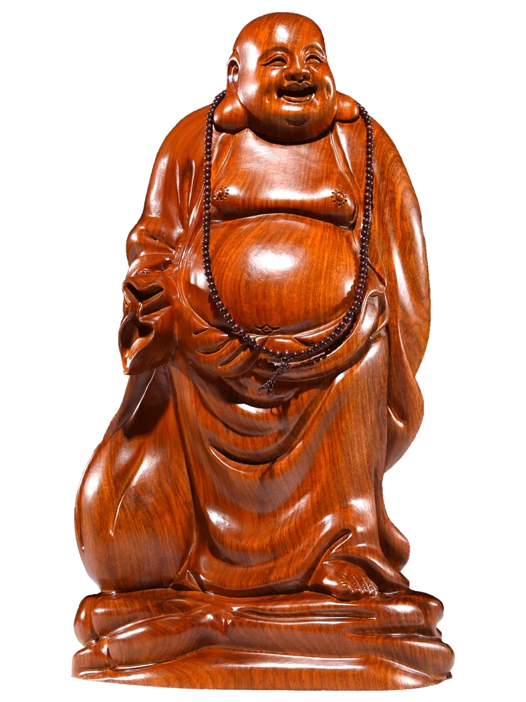 Solid wood carving Cloth bag - Maitreya Buddha Figure Statue black sandalwood,Red Pear Wood Whole wood carving Home Decoration