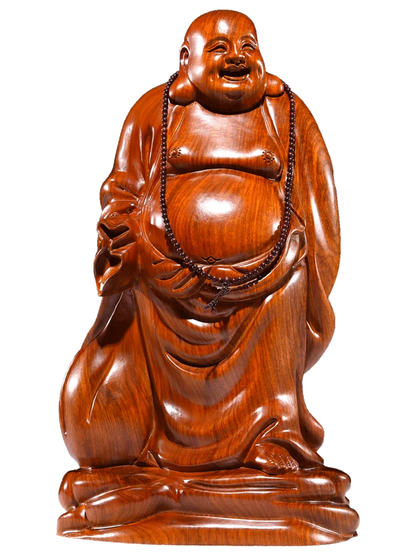 Solid wood carving Cloth bag - Maitreya Buddha Figure Statue black sandalwood,Red Pear Wood Whole wood carving Home Decoration