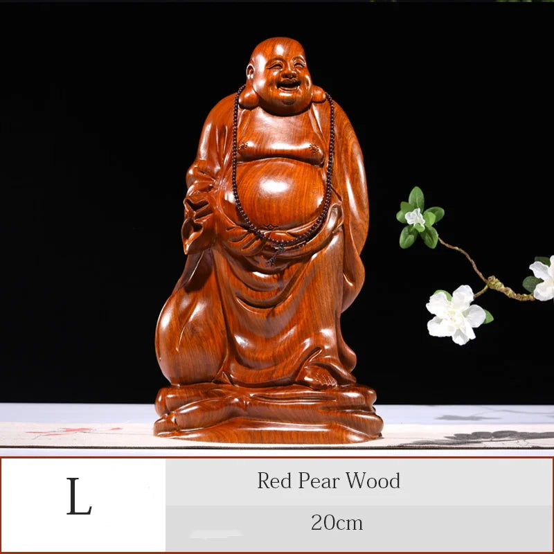 Solid wood carving Cloth bag - Maitreya Buddha Figure Statue black sandalwood,Red Pear Wood Whole wood carving Home Decoration
