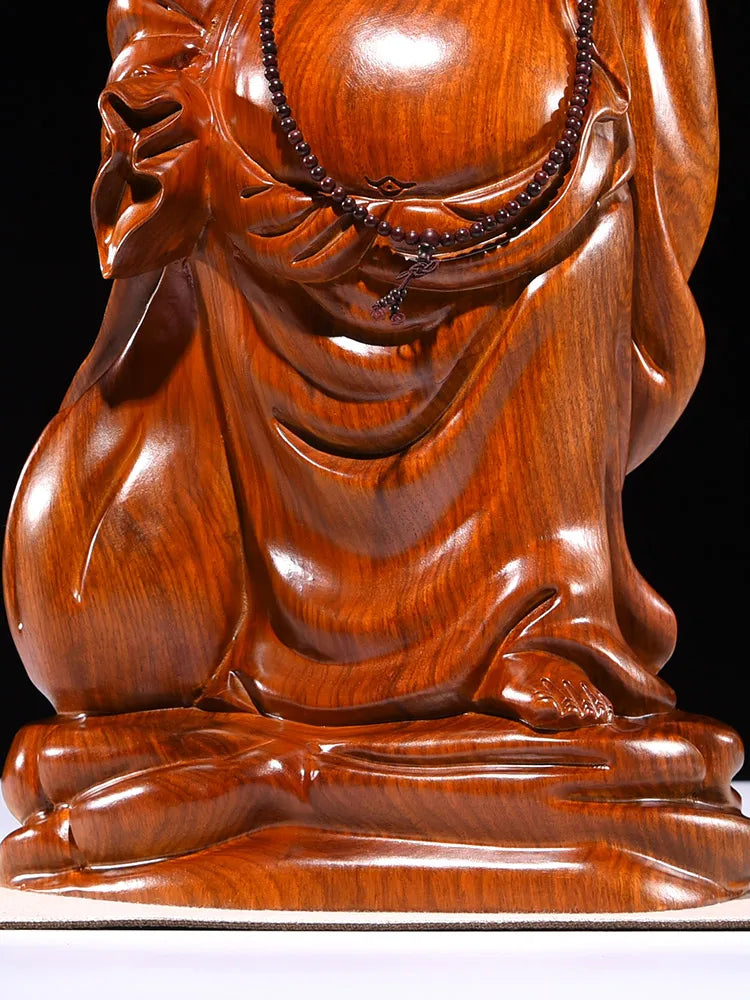 Solid wood carving Cloth bag - Maitreya Buddha Figure Statue black sandalwood,Red Pear Wood Whole wood carving Home Decoration