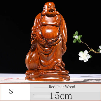 Solid wood carving Cloth bag - Maitreya Buddha Figure Statue black sandalwood,Red Pear Wood Whole wood carving Home Decoration