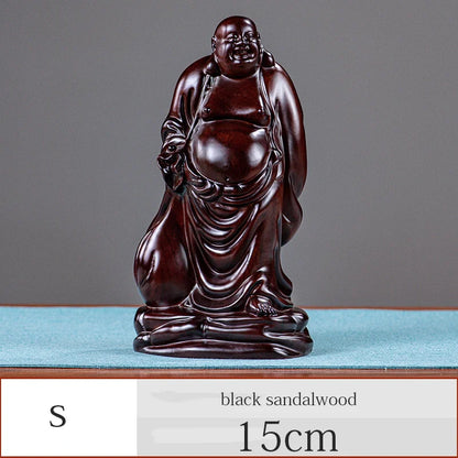 Solid wood carving Cloth bag - Maitreya Buddha Figure Statue black sandalwood,Red Pear Wood Whole wood carving Home Decoration