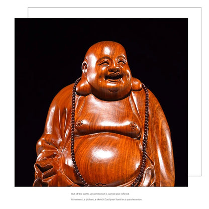 Solid wood carving Cloth bag - Maitreya Buddha Figure Statue black sandalwood,Red Pear Wood Whole wood carving Home Decoration