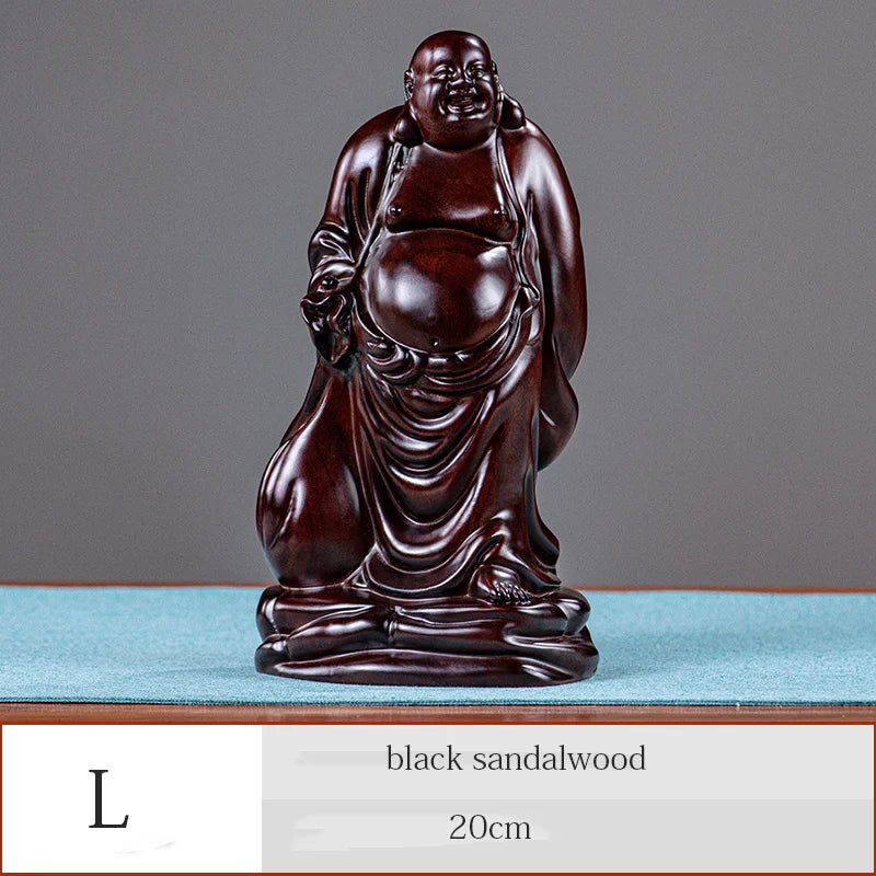 Solid wood carving Cloth bag - Maitreya Buddha Figure Statue black sandalwood,Red Pear Wood Whole wood carving Home Decoration