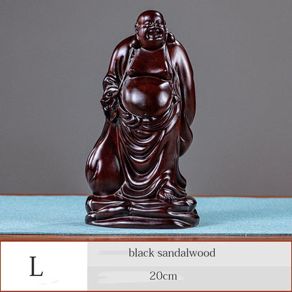 Solid wood carving Cloth bag - Maitreya Buddha Figure Statue black sandalwood,Red Pear Wood Whole wood carving Home Decoration
