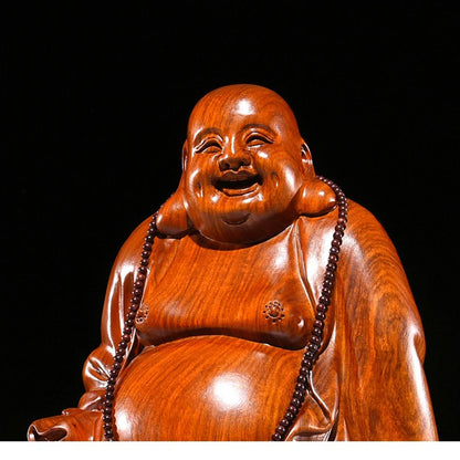 Solid wood carving Cloth bag - Maitreya Buddha Figure Statue black sandalwood,Red Pear Wood Whole wood carving Home Decoration