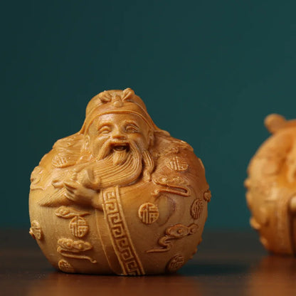 Solid wood carving Fu Lu Shou mythology figure Small model，Hand-carved， Home living room bedroom decoration accessories statue