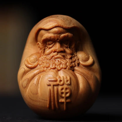 Solid wood carving Mini figurines of Buddhist figures of Damo patriarch Hand-carved artwork Buddhist figure ornaments