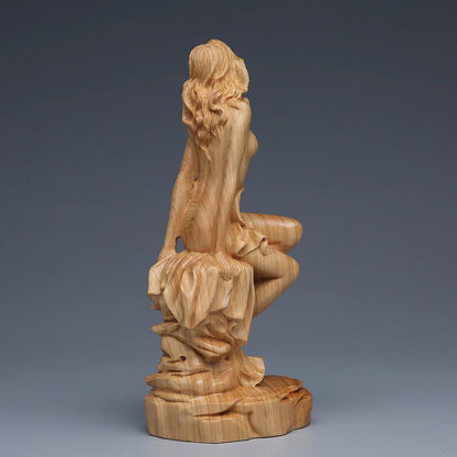 Solid wood carving Statue of naked girl ， Modern Hand-carved   Log body  art crafts Home decoration statue 15cm free shipping