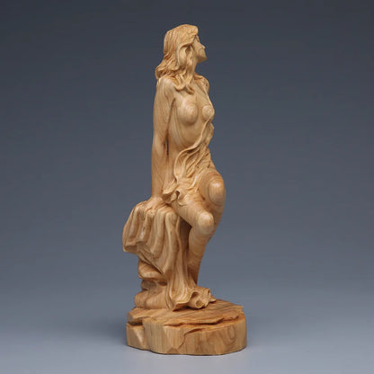 Solid wood carving Statue of naked girl ， Modern Hand-carved   Log body  art crafts Home decoration statue 15cm free shipping