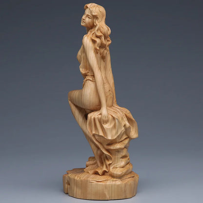Solid wood carving Statue of naked girl ， Modern Hand-carved   Log body  art crafts Home decoration statue 15cm free shipping