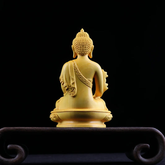 Solid wood carving Tibetan Buddha Character model，Chinese Buddha Statue Home Living Room Office Decoration Feng Shui Statue