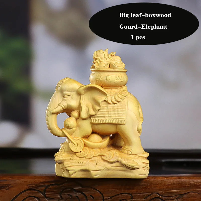 Solid wood fortune elephant decoration statue Wooden Boutique carvingCarving art craft Animal statue of Home Fortune mascot