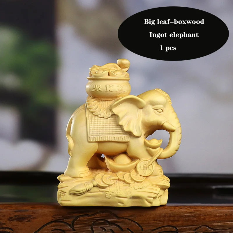 Solid wood fortune elephant decoration statue Wooden Boutique carvingCarving art craft Animal statue of Home Fortune mascot