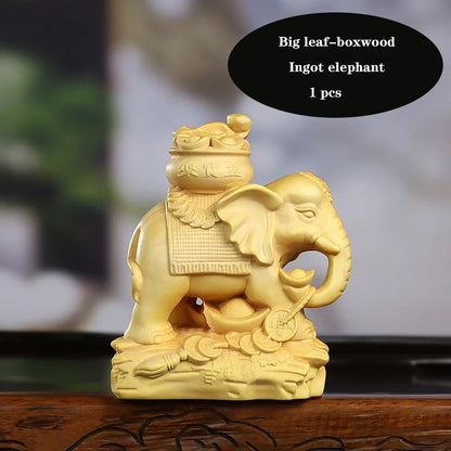 Solid wood fortune elephant decoration statue Wooden Boutique carvingCarving art craft Animal statue of Home Fortune mascot