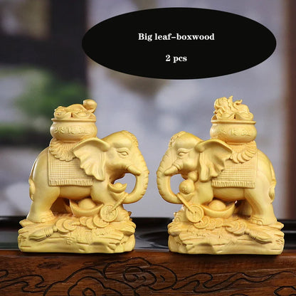 Solid wood fortune elephant decoration statue Wooden Boutique carvingCarving art craft Animal statue of Home Fortune mascot