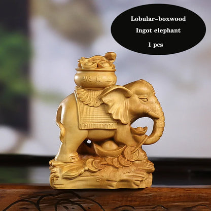 Solid wood fortune elephant decoration statue Wooden Boutique carvingCarving art craft Animal statue of Home Fortune mascot