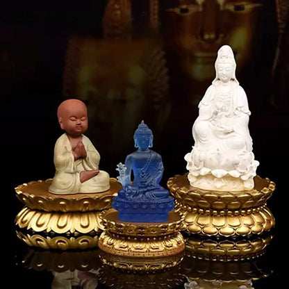 Solid wood gilded Buddha statue Guanyin Bodhisattva lotus base for offering Buddha niches, deity statue , lotus stand bracket